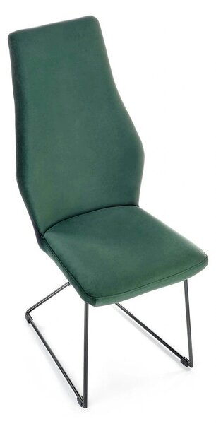 Scaun tapitat K485, verde inchis, stofa catifelata, 44x63x96 cm