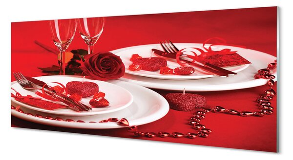 Tablouri pe sticlă Rose ochelari de inima