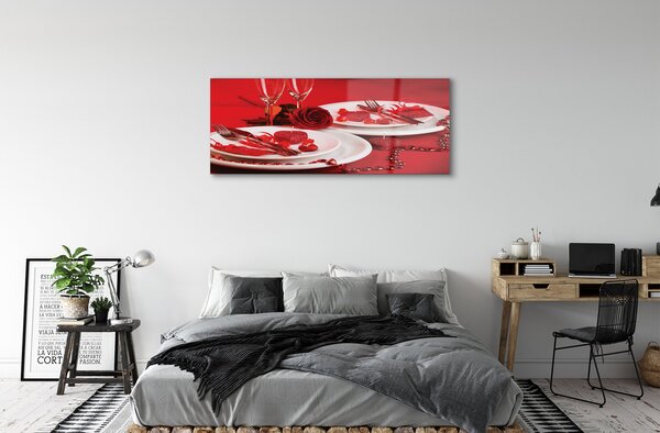Tablouri pe sticlă Rose ochelari de inima
