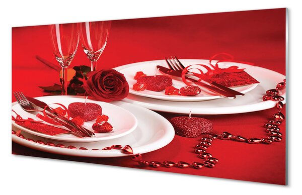 Tablouri pe sticlă Rose ochelari de inima