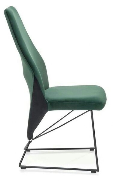 Scaun tapitat K485, verde inchis, stofa catifelata, 44x63x96 cm