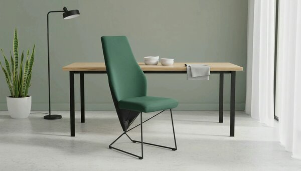 Scaun tapitat K485, verde inchis, stofa catifelata, 44x63x96 cm