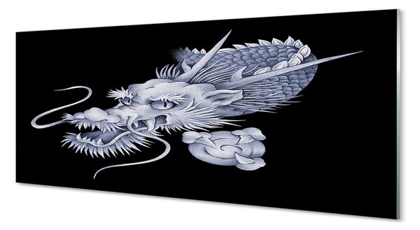 Tablouri pe sticlă dragon cap japonez