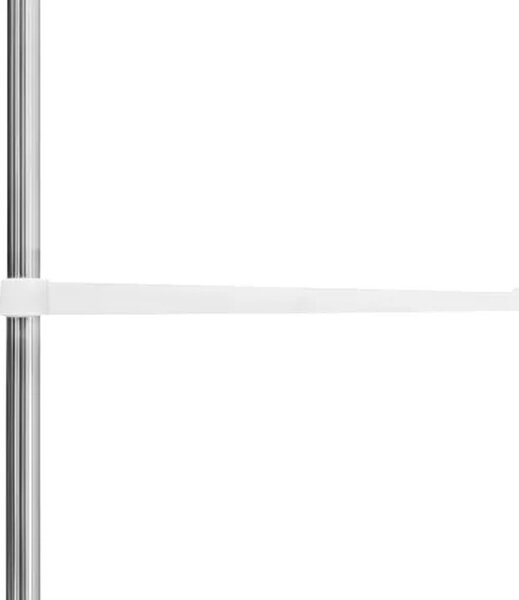 Etajera pentru baie, 4 rafturi, cuier, inaltime reglabila 230-300 cm, montare pe colt, alb