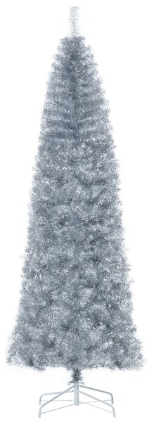 Brad de Craciun Artificial brad Argintiu Inalt 210 cm cu Baza Detasabila, decoratiune de Craciun HOMCOM | Aosom RO