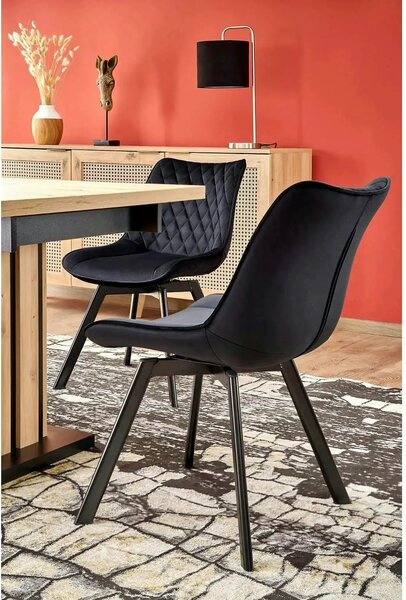 Masa extensibila LAMELLO, stejar/negru, PAL laminat, 130/180x80x76 cm