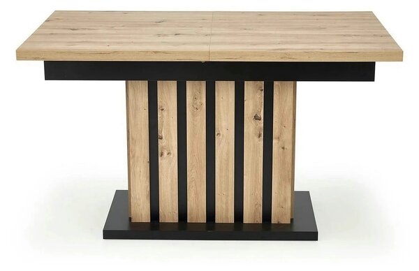 Masa extensibila LAMELLO, stejar/negru, PAL laminat, 130/180x80x76 cm