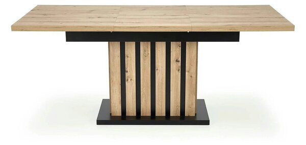 Masa extensibila LAMELLO, stejar/negru, PAL laminat, 130/180x80x76 cm