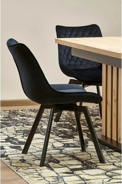 Masa extensibila LAMELLO, stejar/negru, PAL laminat, 130/180x80x76 cm