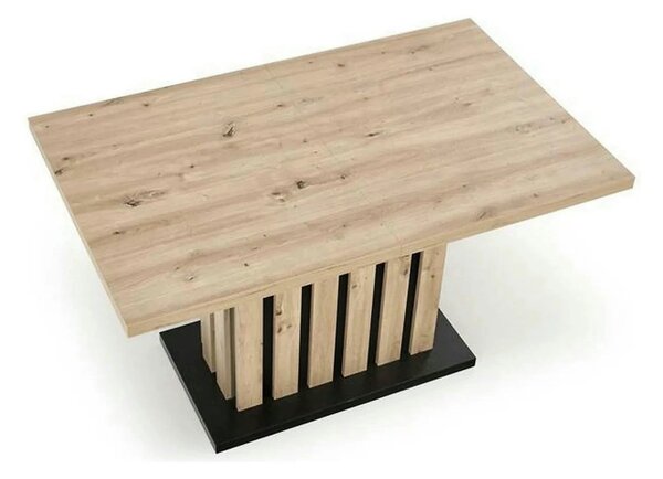 Masa extensibila LAMELLO, stejar/negru, PAL laminat, 130/180x80x76 cm