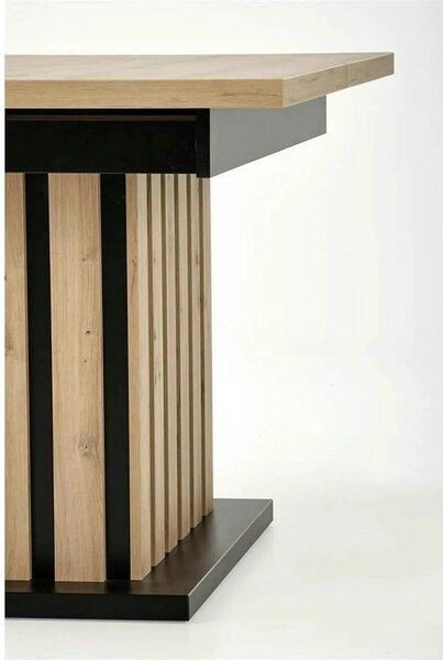 Masa extensibila LAMELLO, stejar/negru, PAL laminat, 130/180x80x76 cm