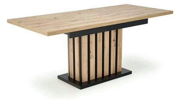 Masa extensibila LAMELLO, stejar/negru, PAL laminat, 130/180x80x76 cm