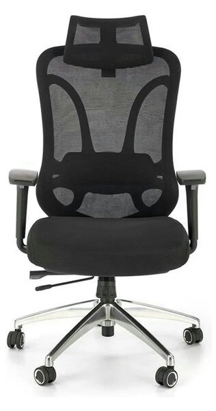Scaun birou GILBERTO, negru/crom, stofa clasica/metal, 70x64x121/129 c