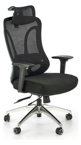Scaun birou GILBERTO, negru/crom, stofa clasica/metal, 70x64x121/129 c