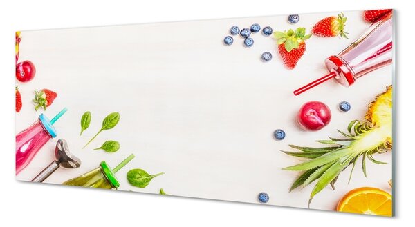 Tablouri pe sticlă Cocktail-uri sticle paie spanac