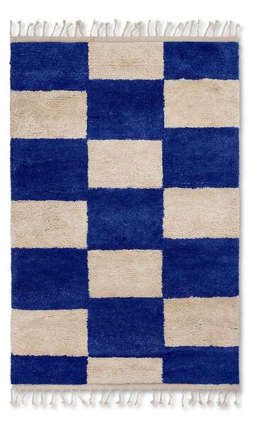 Ferm LIVING - Mara Knotted Rug L Bright Blue/Off-White