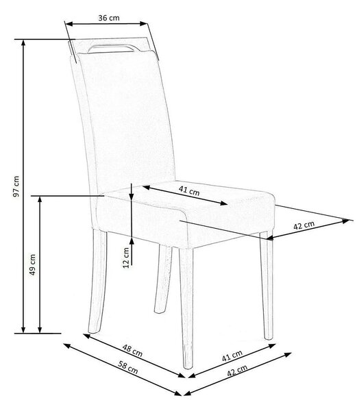 Scaun CLARION 2, bej/negru, stofa catifelata/lemn, 42x58x97 cm