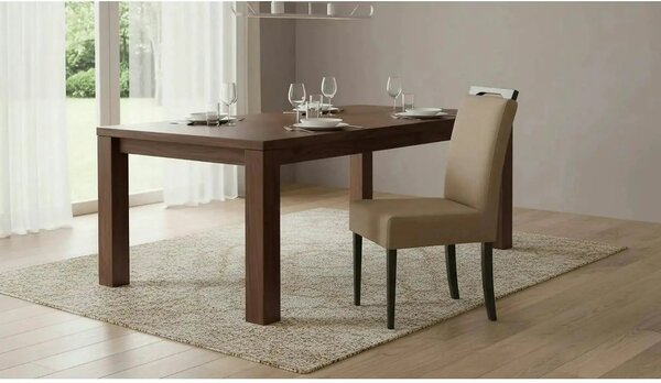 Scaun CLARION 2, bej/negru, stofa catifelata/lemn, 42x58x97 cm