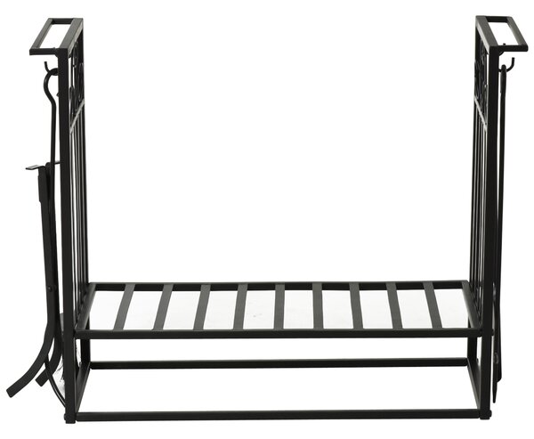 HOMCOM Suport lemne 4 scule din otel Max. 100kg negru | Aosom Romania