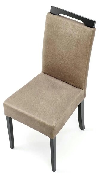 Scaun CLARION 2, bej/negru, stofa catifelata/lemn, 42x58x97 cm