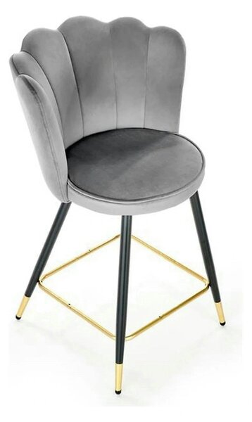 Scaun bar H106, gri/negru, stofa catifelata/otel, 55x58x96 cm