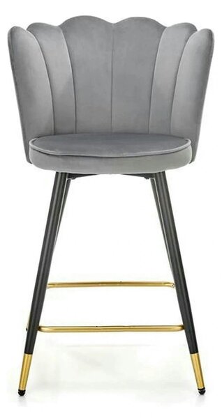 Scaun bar H106, gri/negru, stofa catifelata/otel, 55x58x96 cm