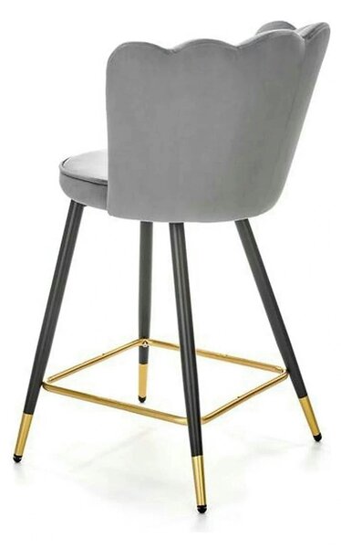 Scaun bar H106, gri/negru, stofa catifelata/otel, 55x58x96 cm