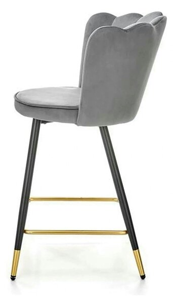 Scaun bar H106, gri/negru, stofa catifelata/otel, 55x58x96 cm