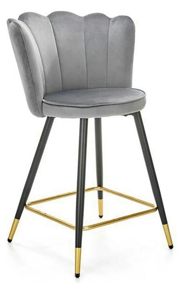 Scaun bar H106, gri/negru, stofa catifelata/otel, 55x58x96 cm