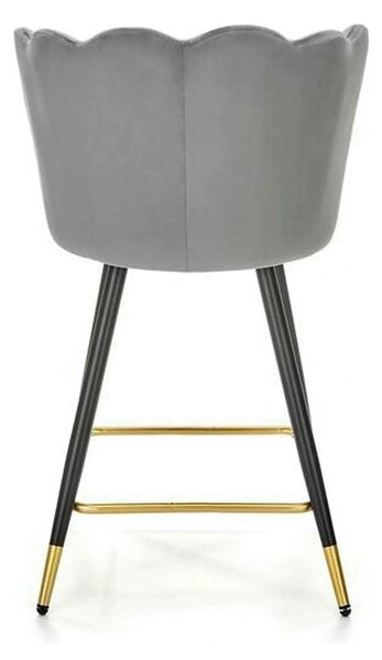 Scaun bar H106, gri/negru, stofa catifelata/otel, 55x58x96 cm