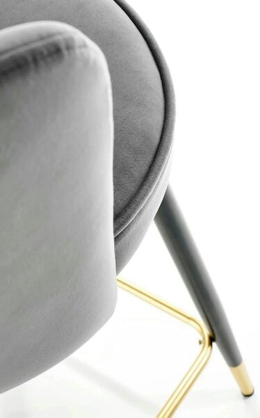 Scaun bar H106, gri/negru, stofa catifelata/otel, 55x58x96 cm