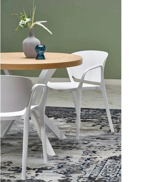 Masa extensibila PERONI, stejar auriu/alb, PAL furniruit/otel, 100/250