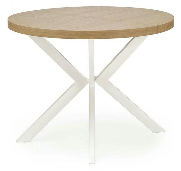 Masa extensibila PERONI, stejar auriu/alb, PAL furniruit/otel, 100/250