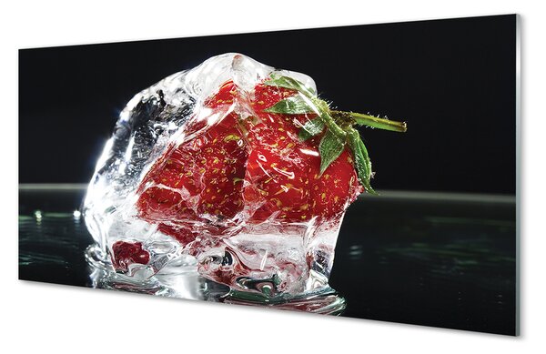 Panouri de sticlă Strawberry în cub de gheață