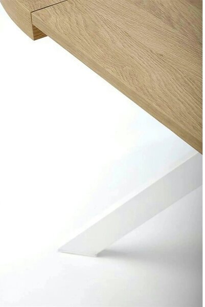 Masa extensibila PERONI, stejar auriu/alb, PAL furniruit/otel, 100/250
