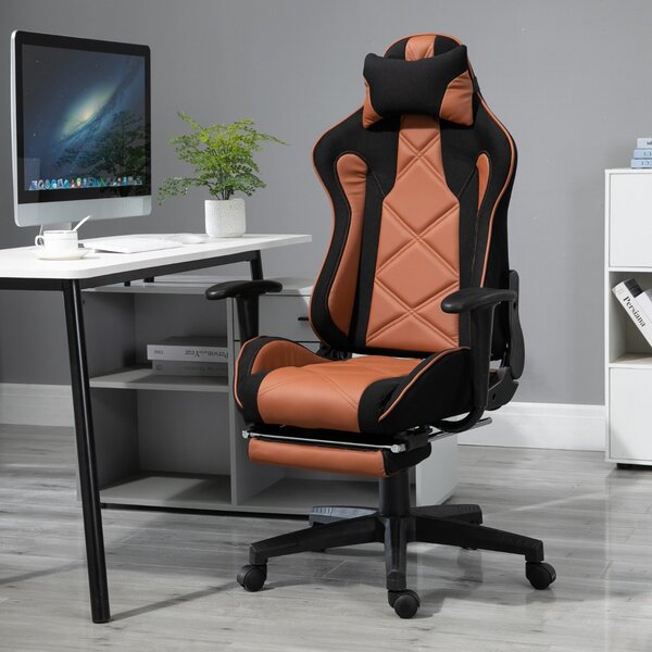 Vinsetto scaun rotativ si ajustabil pentru birou, negru si maro | Aosom Romania