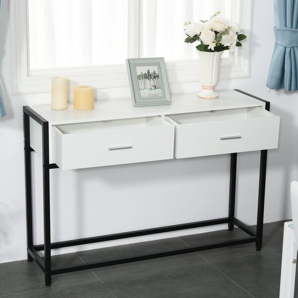 HOMCOM Consolă Modernă cu 2 Sertare, Masă pentru Hol sau Living, Design Elegant, 120x34x81 cm | Aosom Romania
