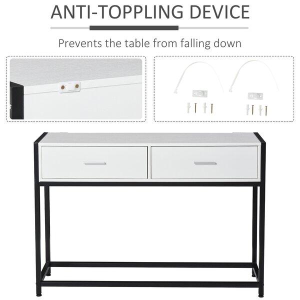 HOMCOM Consolă Modernă cu 2 Sertare, Masă pentru Hol sau Living, Design Elegant, 120x34x81 cm | Aosom Romania