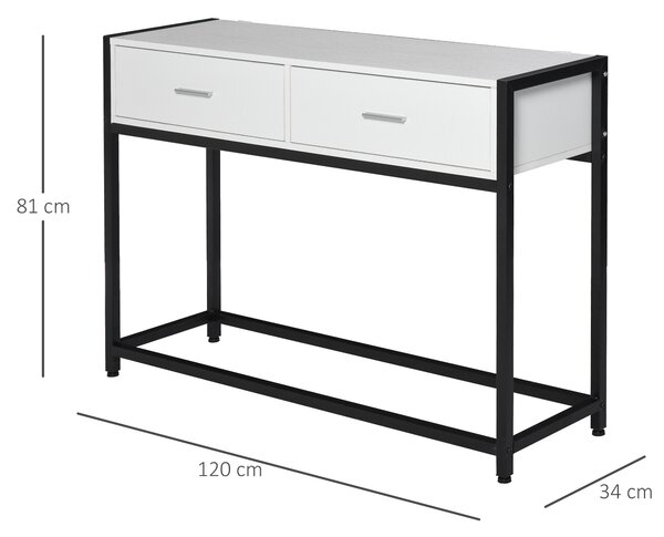 HOMCOM Consolă Modernă cu 2 Sertare, Masă pentru Hol sau Living, Design Elegant, 120x34x81 cm | Aosom Romania