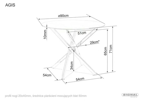 Masa AGIS, alb cu efect de marmura, sticla/metal, 90x90x73 cm