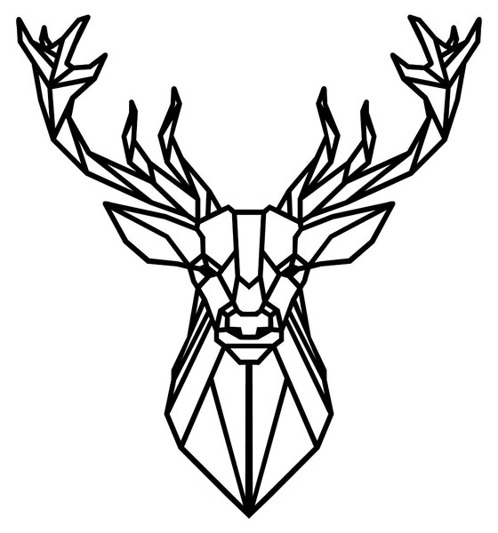 Decoratiune de perete Metal Deer4, Negru, 65x60 cm