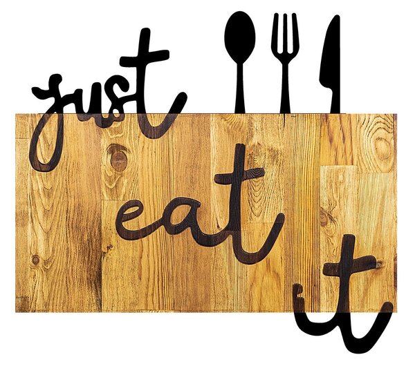 Decoratiune de perete lemn Just Eat It, Nuc, 52x58 cm