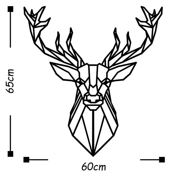 Decoratiune de perete Metal Deer4, Negru, 65x60 cm