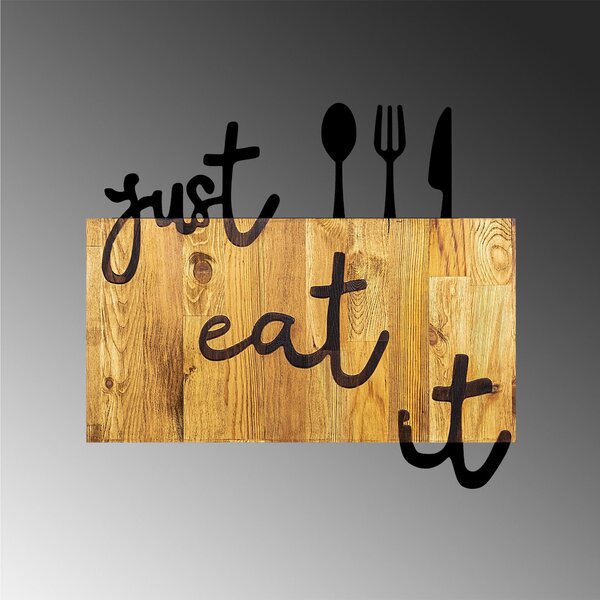 Decoratiune de perete lemn Just Eat It, Nuc, 52x58 cm