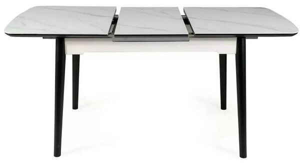 Masa extensibila APOLLO, alb cu efect de marmura/negru, 120/160x80x76