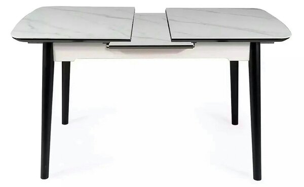 Masa extensibila APOLLO, alb cu efect de marmura/negru, 120/160x80x76