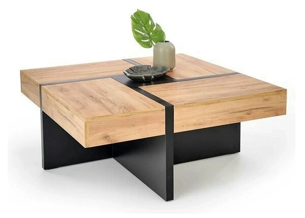 Masuta SEVILLA, negru/stejar craft, PAL, 100x100x47 cm