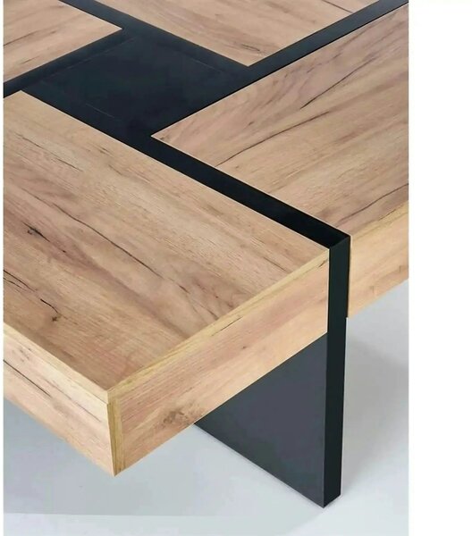 Masuta SEVILLA, negru/stejar craft, PAL, 100x100x47 cm