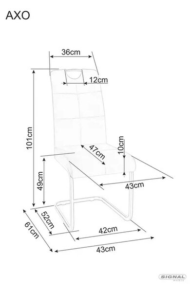 Scaun AXO, bej/negru, stofa catifelata/metal, 43x47x101 cm