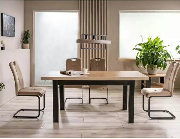 Scaun AXO, bej/negru, stofa catifelata/metal, 43x47x101 cm